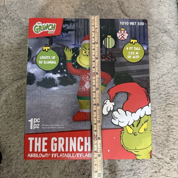 Gemmy Grinch In Christmas Sweater 4 ft. LED Airblown Inflatable New In Box‎ - Picture 3 of 16